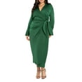 thumbnail image 1 of ELOQUII Women's Plus Size Satin Maxi Wrap Dress, 1 of 3