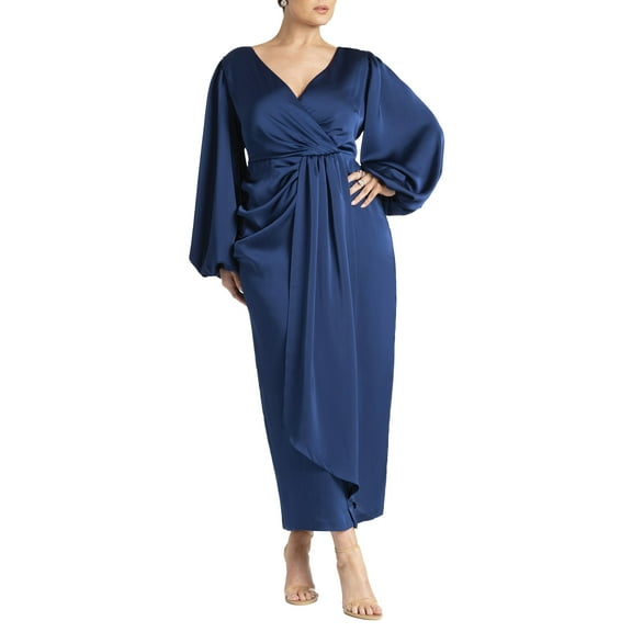 ELOQUII Women's Plus Size Satin  Sleeve Pleated Dress