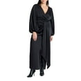 thumbnail image 1 of ELOQUII Women's Plus Size Pleated Satin -Sleeve Maxi Dress, 1 of 2