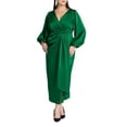 thumbnail image 1 of ELOQUII Women's Plus Size Satin  Sleeve Pleated Dress, 1 of 4