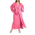 thumbnail image 1 of ELOQUII Women's Plus Size Satin  Sleeve Pleated Dress, 1 of 2