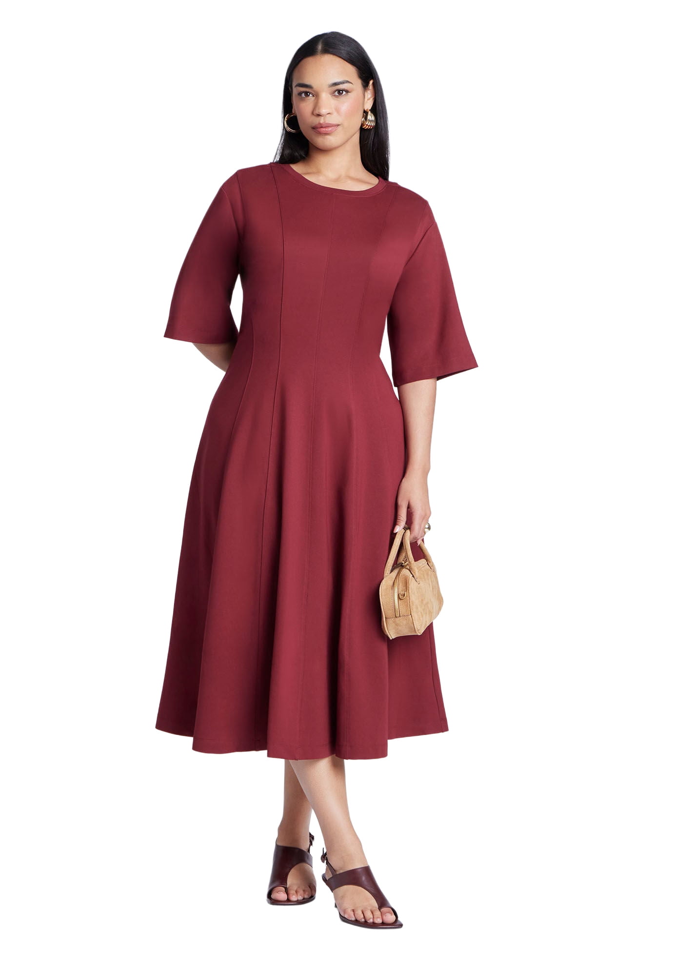 ELOQUII Women's Plus Size Seam Detail Ponte Work Dress - Walmart.com