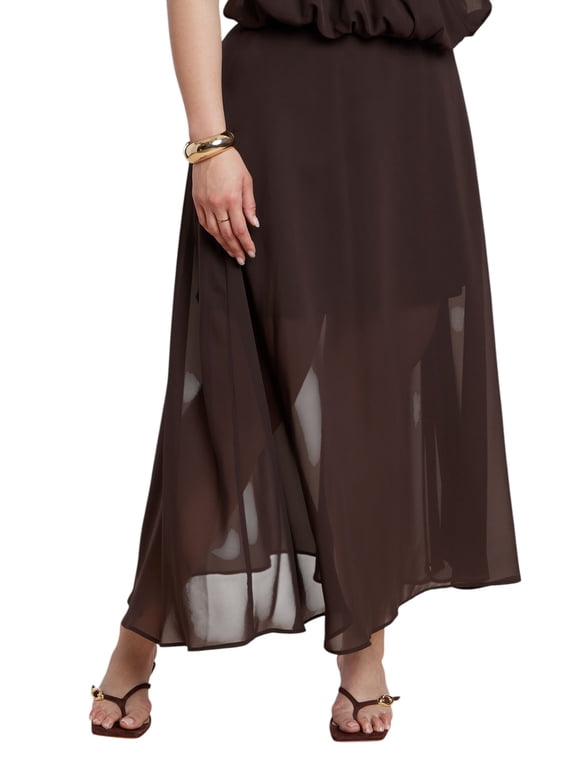 Women's Plus Size Semi-Sheer Chiffon Circle Skirt