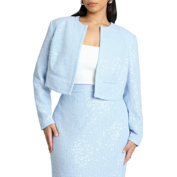 ELOQUII Women's Plus Size Sequin Tweed Jacket