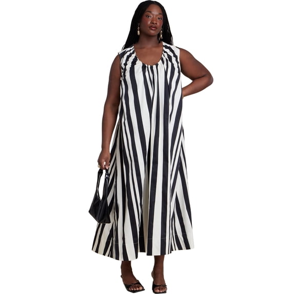 ELOQUII Women's Plus Size Shirred Neckline Tank Dress