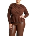 thumbnail image 1 of ELOQUII Women's Plus Size Shirred Peplum Top, 1 of 3