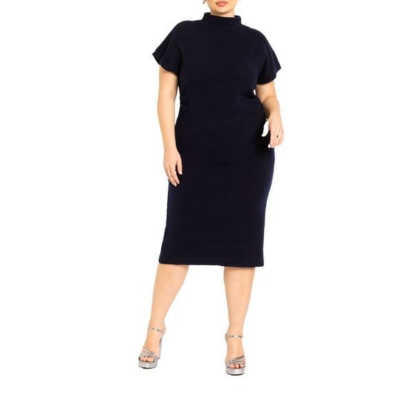 ELOQUII Women's Plus Size Short Sleeve Sweater Dress