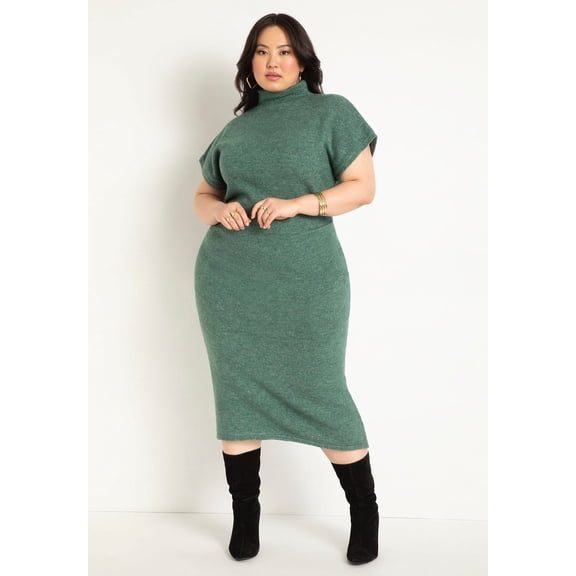 ELOQUII Women's Plus Size Short Sleeve Sweater Dress