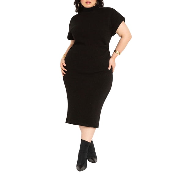 ELOQUII Women's Plus Size Short Sleeve Sweater Dress