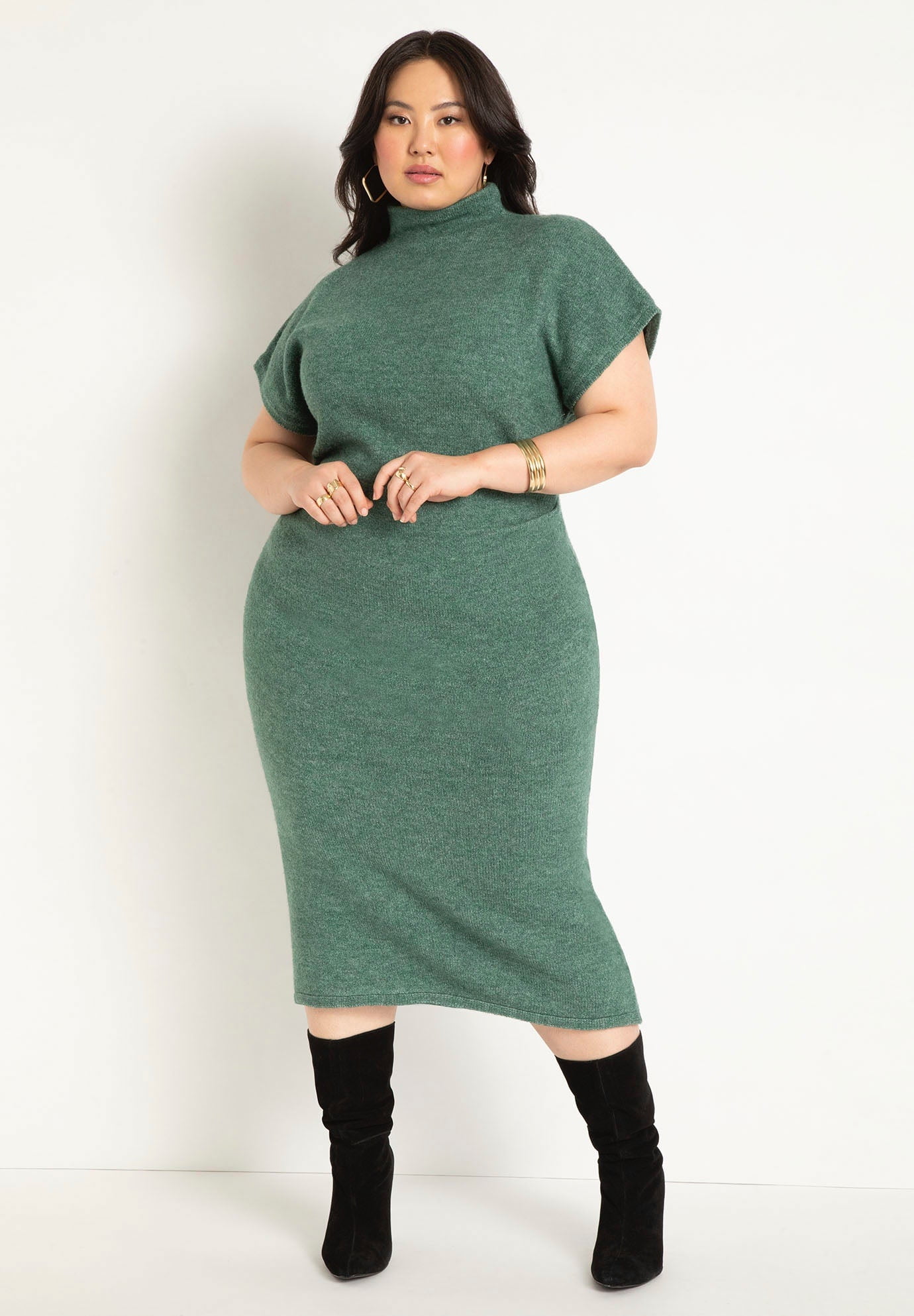 ELOQUII Women's Plus Size Short Sleeve Sweater Dress