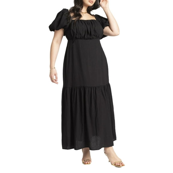 ELOQUII Women's Plus Size  Sleeve Tiered Dress