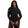 thumbnail image 1 of ELOQUII Women's Plus Size Sliced Asym Neck Top, 1 of 3