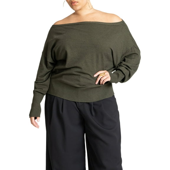 ELOQUII Women's Plus Size Slouchy Sweater