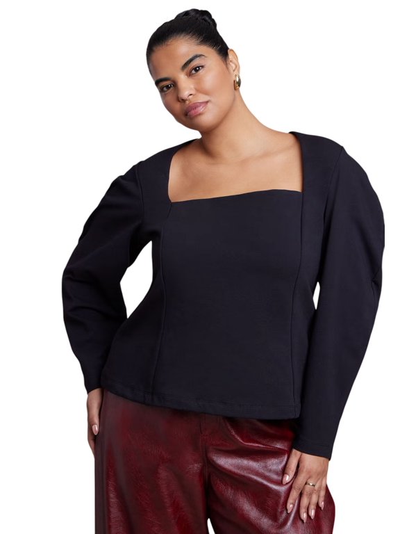 Women's Plus Size Square Neck Maiden Top