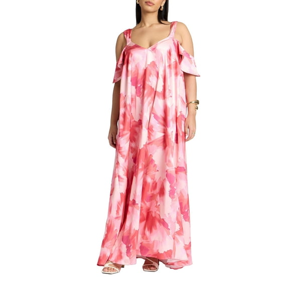 ELOQUII Women's Plus Size Strap Detail Trapeze Gown