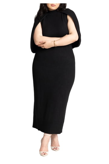 knee length dresses for ladies Plus Size Purplish Red Formal Satin High Split Detachable Waist Cape Maxi  Dress