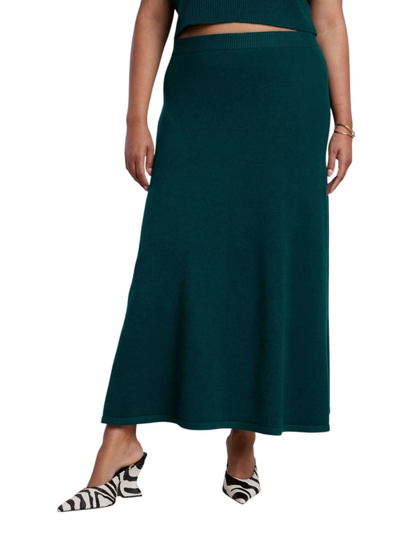 Women's Plus Size Sweater Circle Maxi Skirt