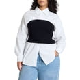 thumbnail image 1 of ELOQUII Women's Plus Size Sweater Tube Twofer Top, 1 of 3