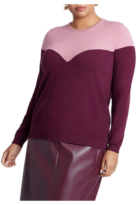 Women's Plus Size Sweetheart Colorblock Sweater