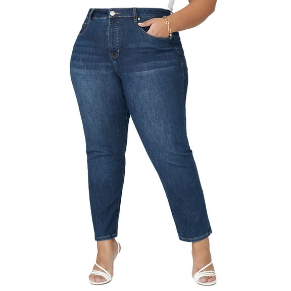 ELOQUII Women's Plus Size The Leigh Super Stretch Slim Leg Jean