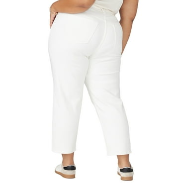 ELOQUII Women's Plus Size The Naomi Comfort Stretch Straight Leg Jean Crop