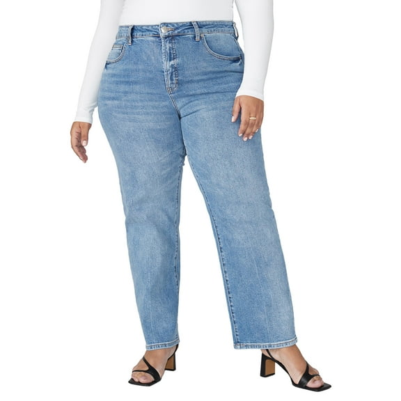 ELOQUII Women's Plus Size The Naomi Comfort Stretch Straight Leg Jean