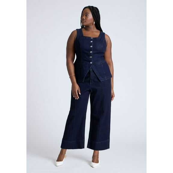 ELOQUII Women's Plus Size The Pintuck Trouser Jean