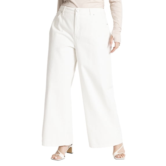 ELOQUII Women's Plus Size The Yvette Rigid Wide Leg Jean