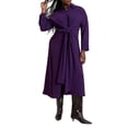 thumbnail image 1 of ELOQUII Women's Plus Size Tie Front Oversized Shirt Dress, 1 of 2