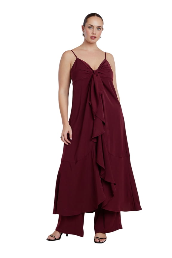 Women's Plus Size Tie-Front Ruffle Duster