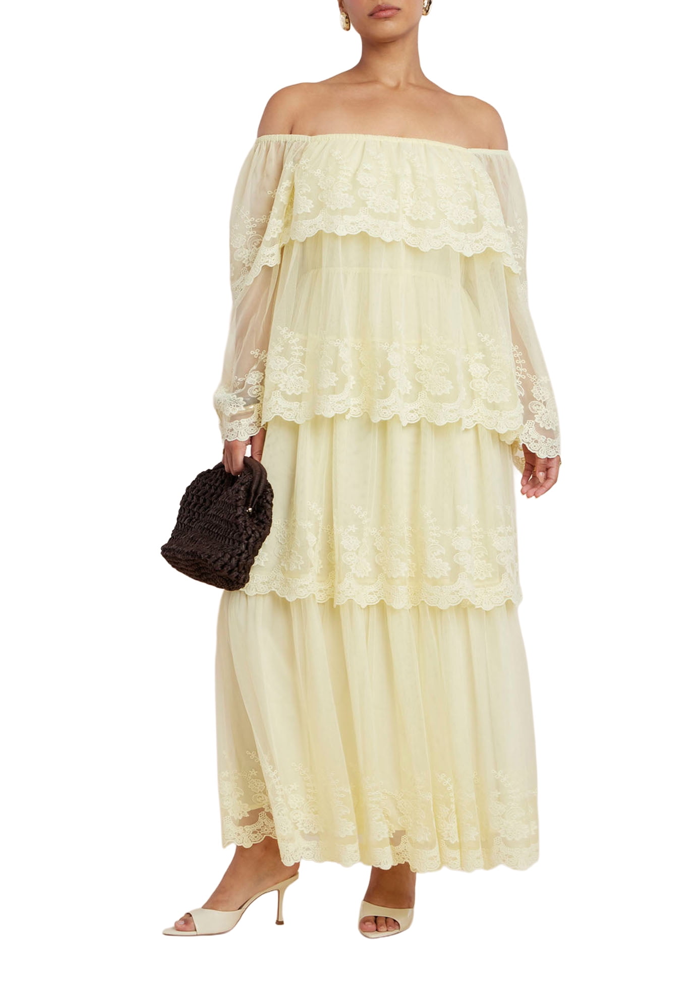 ELOQUII Women's Plus Size Tiered Lace Maxi Dress - Walmart.com