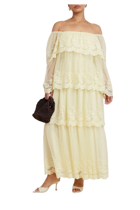 Women's Plus Size Tiered Lace Maxi Dress