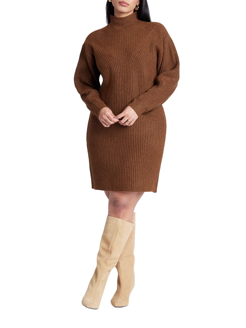 mini plus size sweater dress ELOQUII Women's Plus Size Turtleneck Mini Sweater Dress