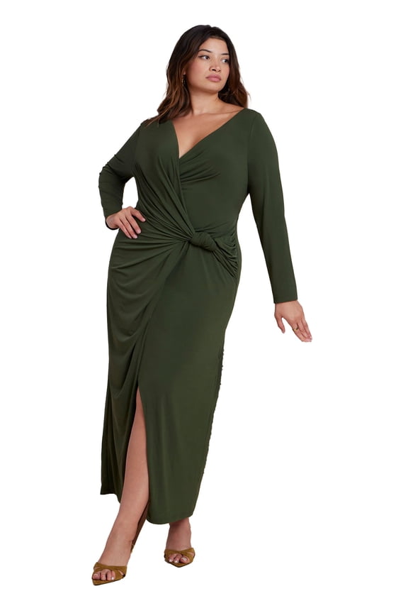 Women's Plus Size Twist Detail Knit Maxi Dress