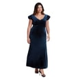 thumbnail image 1 of ELOQUII Women's Plus Size Velvet Short  Sleeve Maxi Dress, 1 of 2