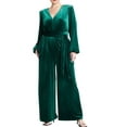 thumbnail image 1 of ELOQUII Women's Plus Size Velvet Wide Leg Jumpsuit, 1 of 6