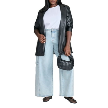 ELOQUII Women's Plus Size Wide Leg Cargo Jean