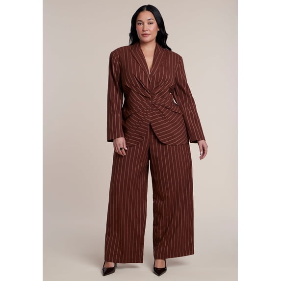 ELOQUII Women's Plus Size Wide Leg Pinstripe Trouser