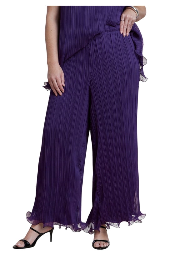 Women's Plus Size Wire Hem Plissé Pant