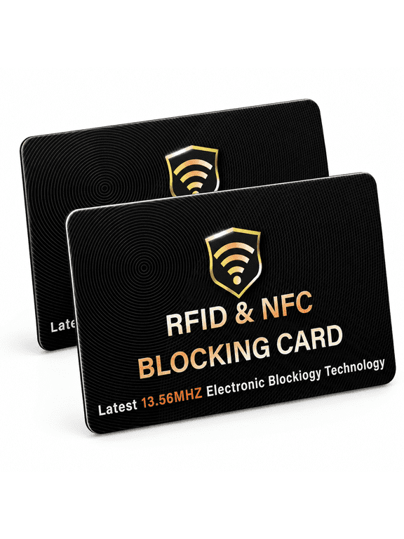 2 Pack RFID Blocking Card, One Card Protects Entire Wallet Purse, NFC Contactless Bank Debit Credit Card Protector ID ATM Guard Card Blocker(Black)