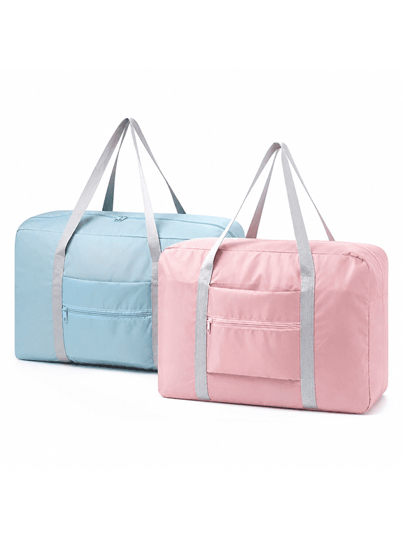 2 pack Personal Item Bag 18x14x8 Foldable Travel Duffel Bag Tote Carry on Luggage Duffle Overnight for Women and Men