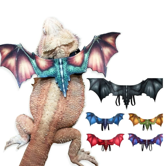 ELORIAH 2026 New Adjustable Bearded Dragon Leash Leopard Gecko Leash with Cool Wings,S/M/L 3 Size Leather Lizard Leash Comfortable Lizard Harness Reptile Leash Small Animals (Black Gray)
