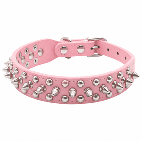 ELORIAH 2026 New Dog Cats Collar,Spiky Dog Collar,Spiky Cats Collar,Leather Adjustability Spikes Collar,Punk Style Pink,For Pet Fashion,Punk Style,Outdoor Walks,Pet Accessories,Trendy Pet Wear