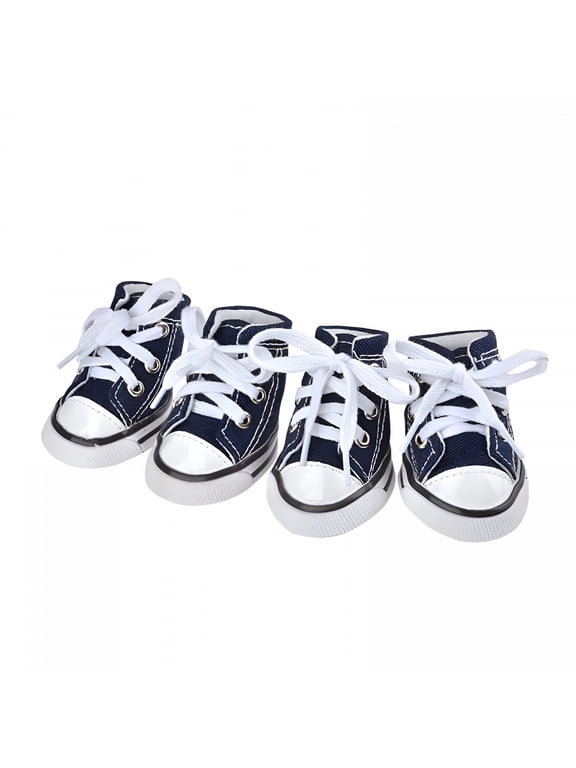 2026 New Sporty Dog Sneakers,Lace Up,Denim Rubber Sole,Blue,Xs/S/M/L/Xl,4 Pieces Set Shoes for Dogs for Walking,Running,Outdoor,Travel,Training