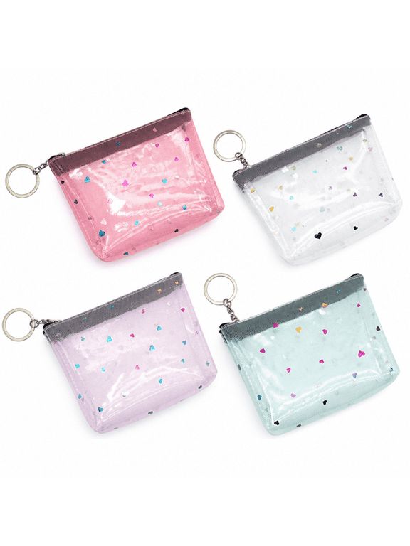 4pcs Small Purses Clear Coin Purse Small Wallet Zipper Wallet Women Change Purse