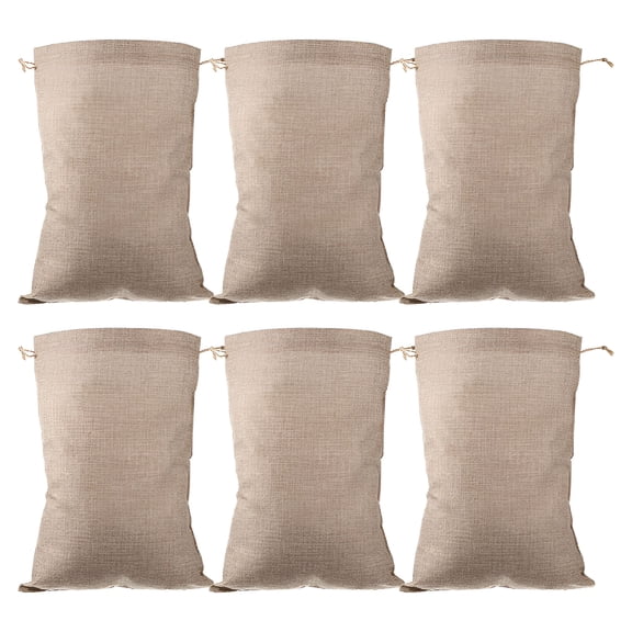 ELORIAH 6Pcs Reusable Burlap Drawstring Bags for Vegetables,Potatoes,and Food Storage - Breathable Linen Sacks for Home Organization,Burlap Bags,Grocery Bags,Shopping Bags,Reusable Bags