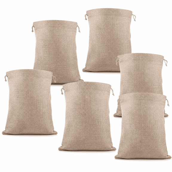 ELORIAH 6Pcs Reusable Burlap Drawstring Bags for Vegetables,Potatoes,and Food Storage - Breathable Linen Sacks for Home Organization,Burlap Bags,Grocery Bags,Shopping Bags,Reusable Bags