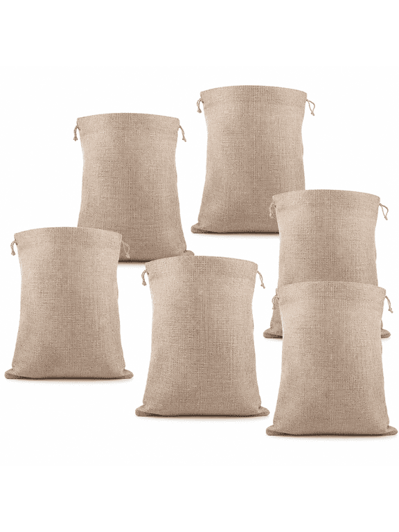 6Pcs Reusable Burlap Drawstring Bags for Vegetables,Potatoes,and Food Storage - Breathable Linen Sacks for Home Organization,Burlap Bags,Grocery Bags,Shopping Bags,Reusable Bags
