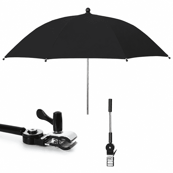 ELORIAH Chair Umbrella with Clamp, 360 Adjustable Beach Umbrella for Folding Chair, 27 Inch Sun & Rain Protection, Portable Clip-On Umbrella for Lawn, Stadium, Fishing