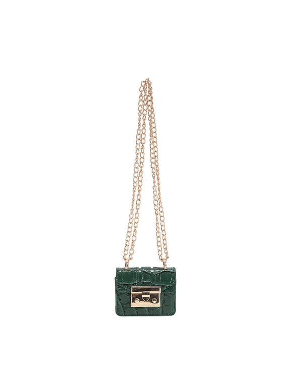 Crossbody Bags,Chain Small Square Bag Leather Crossbody Bagsfor Women,Mini Bag Mini Purse,Green